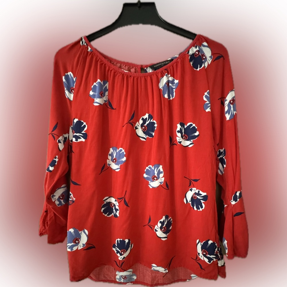 Banana Republic Red Floral Blouse